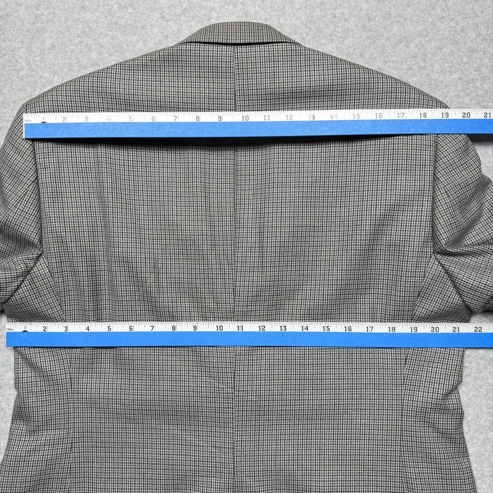 Nautica Blazer Jacket Mens 40S Brown Houndstooth Plaid Wool Sport Coat 2-Button